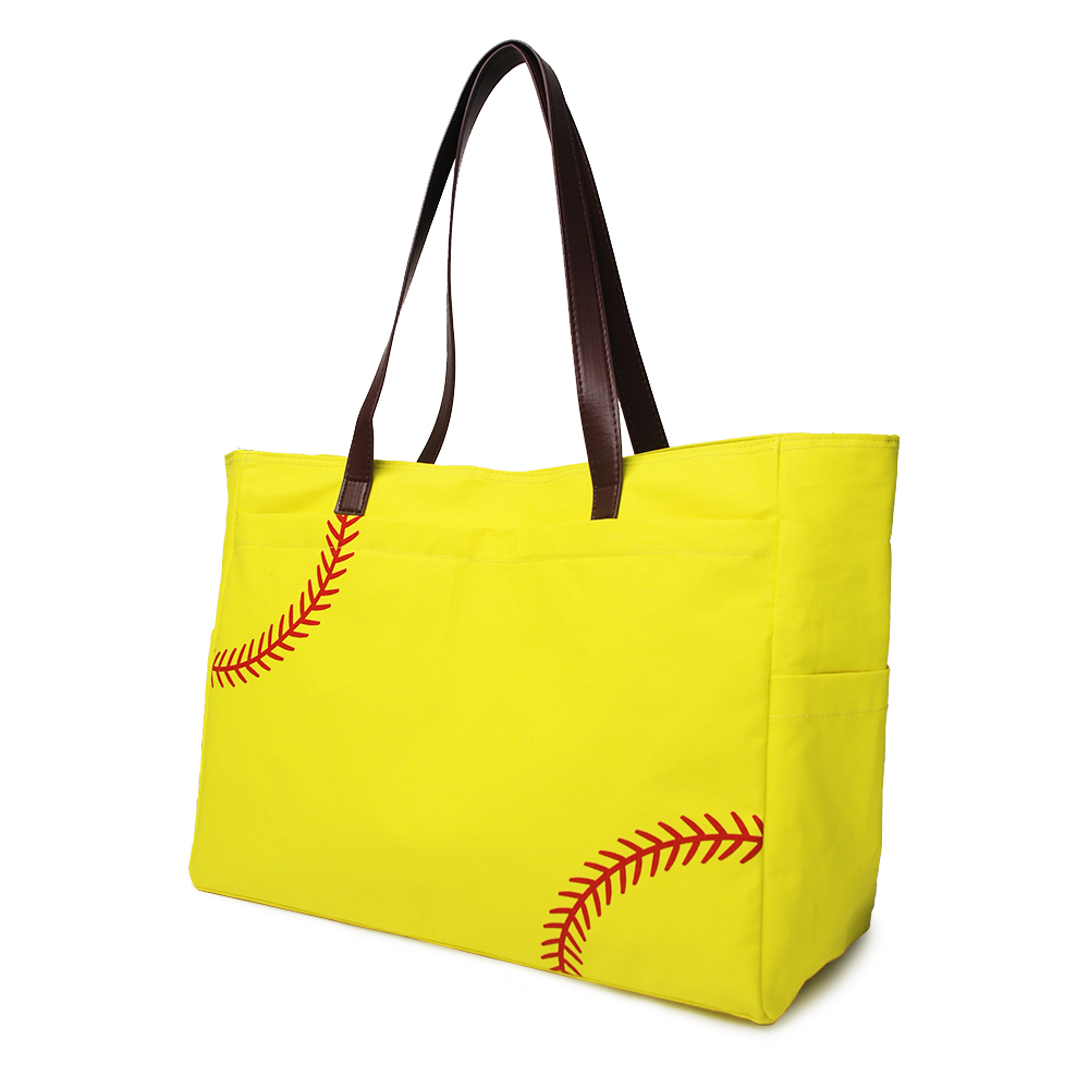The Coral Palms® Laces Only Super Pouch Carryall Canvas Softball Tote - CLOSEOUT