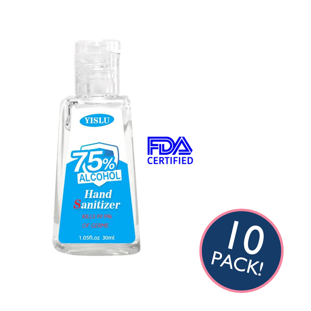 FDA Certified Portable Travel-Sized Hand Sanitizer Bottle 30ml - 10/pack