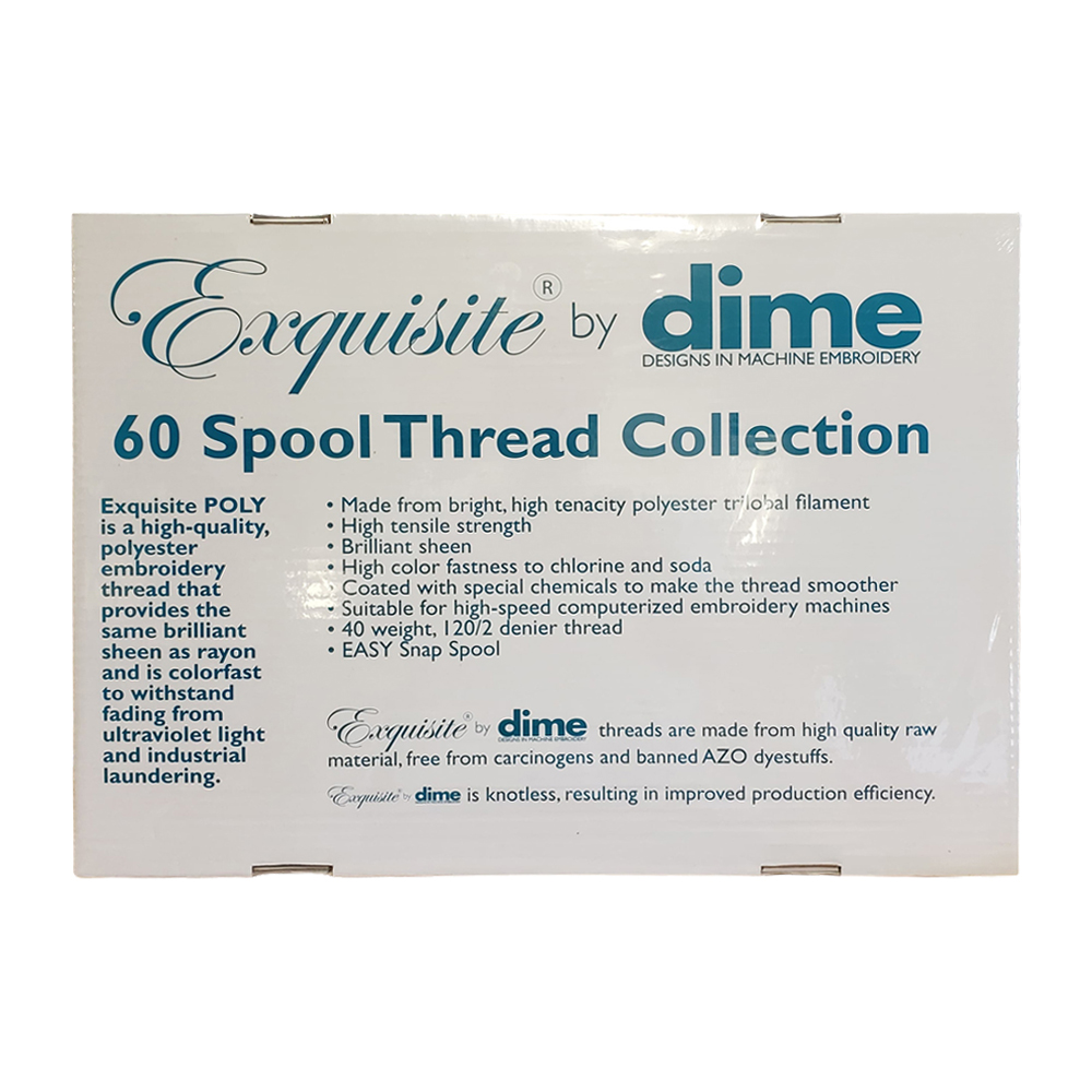 60 Most Popular Colors Exquisite by DIME Designs in Machine Embroidery 1000 Meter Spools Thread Kit