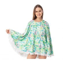 The Coral Palms® Towelcho Fringed Towel Poncho Swim Cover-Up - ALOHA PARADISE