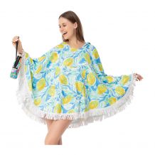 The Coral Palms® Towelcho Fringed Towel Poncho Swim Cover-Up - LEMONADE SPLASH