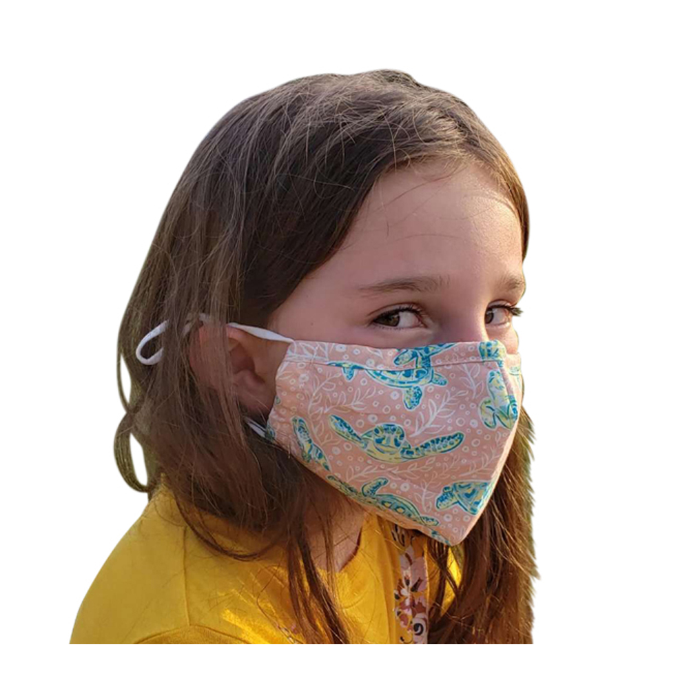 Kids 4-Layer Cotton Mask - Includes 1 Replaceable PM2.5 Filter and Adjustable Ear Straps - Solely Sea Turtles Collection