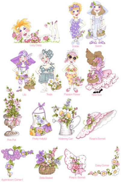 Garden Party I by Loralie Designs Embroidery Designs on CD 630031