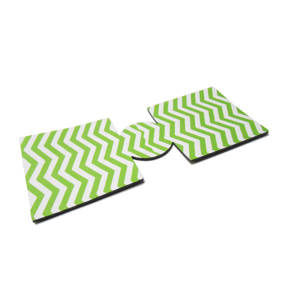 Unsewn 12oz Can Coolie Embroidery Blanks - LIME GREEN CHEVRON - CLOSEOUT
