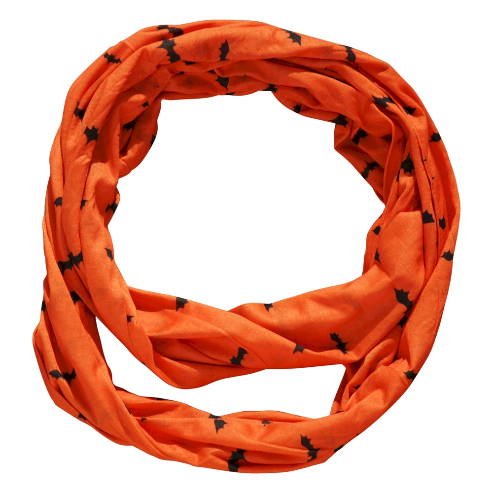 Halloween Bat Print Jersey Knit Infinity Scarf Embroidery Blanks - ORANGE - CLOSEOUT