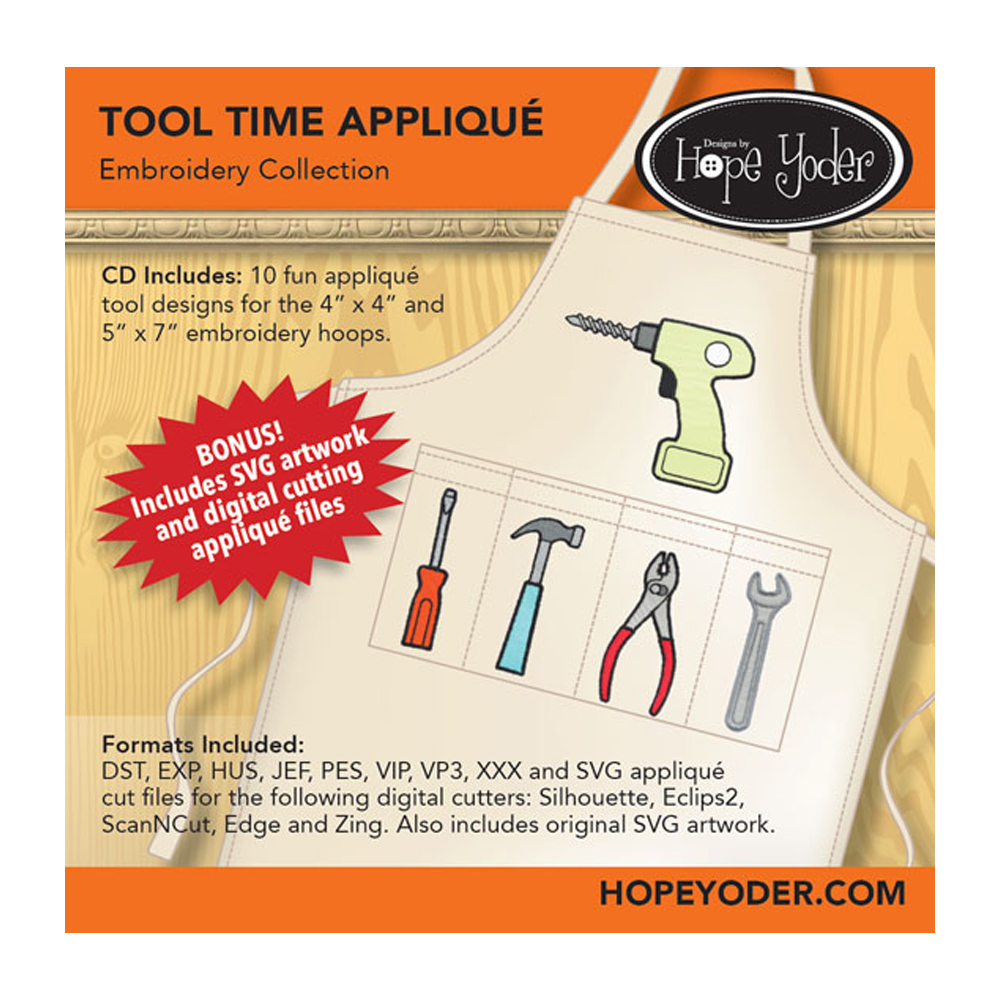 Tool Time Applique Embroidery Design CD-ROM by Hope Yoder