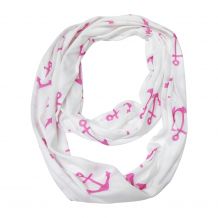 Anchor Print Jersey Knit Infinity Scarf Embroidery Blanks - HOT PINK - CLOSEOUT
