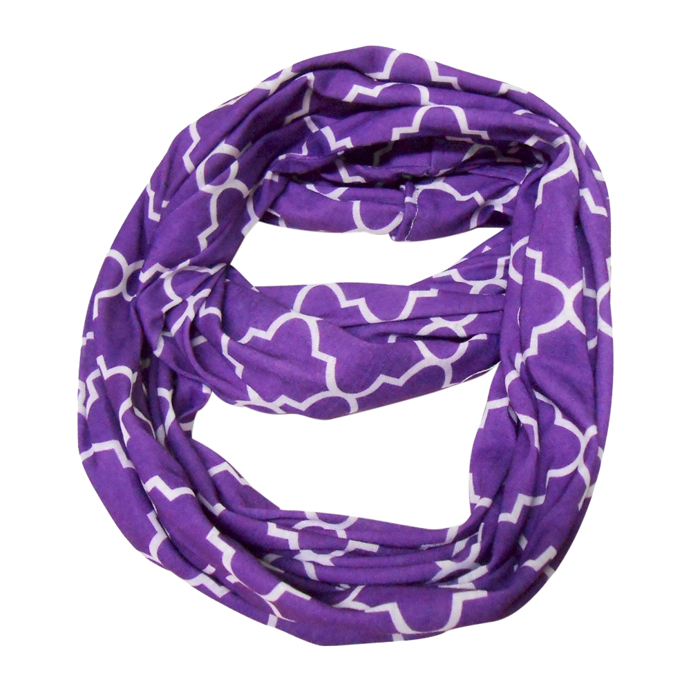 Quatrefoil Jersey Knit Infinity Scarf Embroidery Blanks - PURPLE - CLOSEOUT