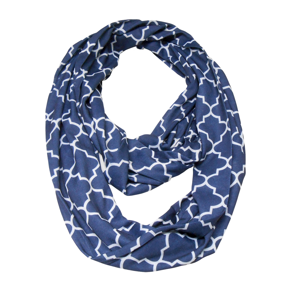 Quatrefoil Jersey Knit Infinity Scarf Embroidery Blanks - NAVY - CLOSEOUT