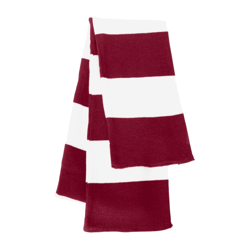 Rugby Striped Knit Scarf Embroidery Blanks - CARDINAL/WHITE - CLOSEOUT