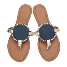 The Coral Palms® EasyStitch Medallion Sandals - NAVY/GOLD TRIM - CLOSEOUT