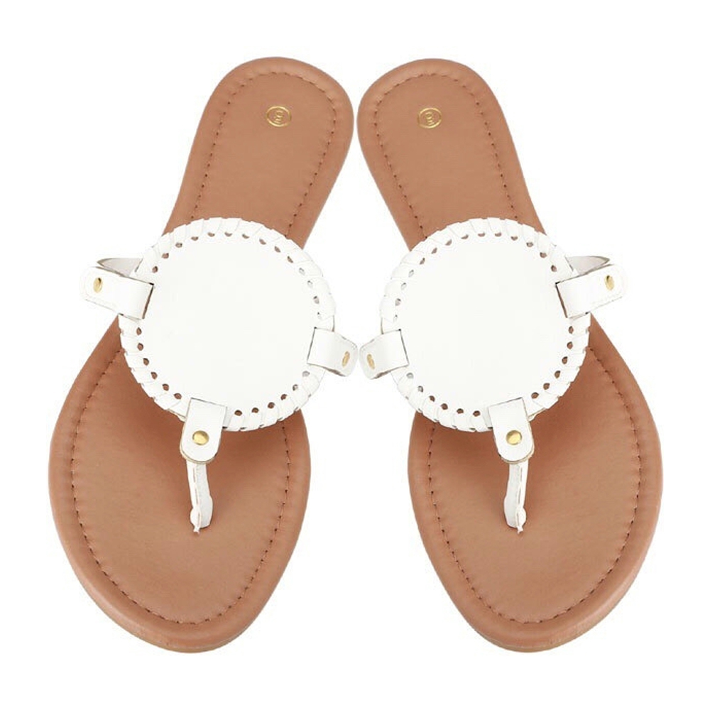 The Coral Palms® EasyStitch Medallion Sandals - WHITE - CLOSEOUT