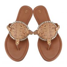 The Coral Palms® EasyStitch Medallion Sandals - CORK/GOLD TRIM - CLOSEOUT