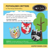 Potholder Critters In-the-Hoop Embroidery Design CD-ROM by Hope Yoder