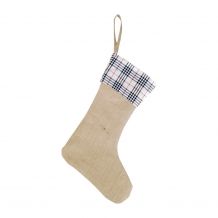 Blank Burlap Christmas Stocking - BEIGE PLAID -  CLOSEOUT