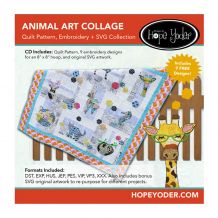 Animal Art Collage Quilt Pattern + Embroidery Design + SVG Collection CD-ROM by Hope Yoder