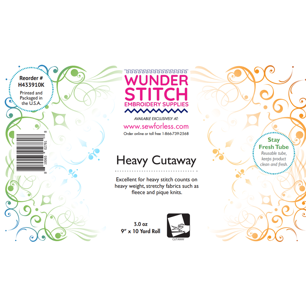 WunderStitch 3oz Heavy Weight Cutaway Embroidery Stabilizer 9in x 10yd Roll
