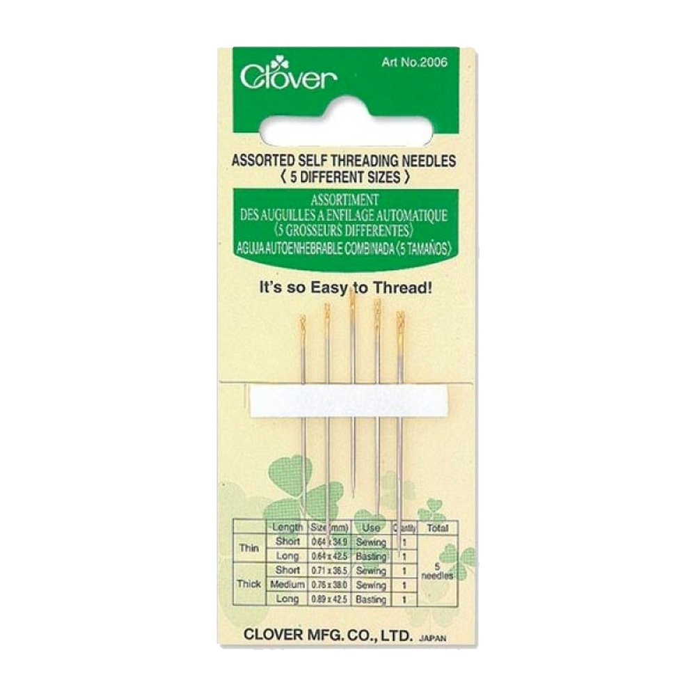 Clover Self Threading Needles - 5 Needle Pack