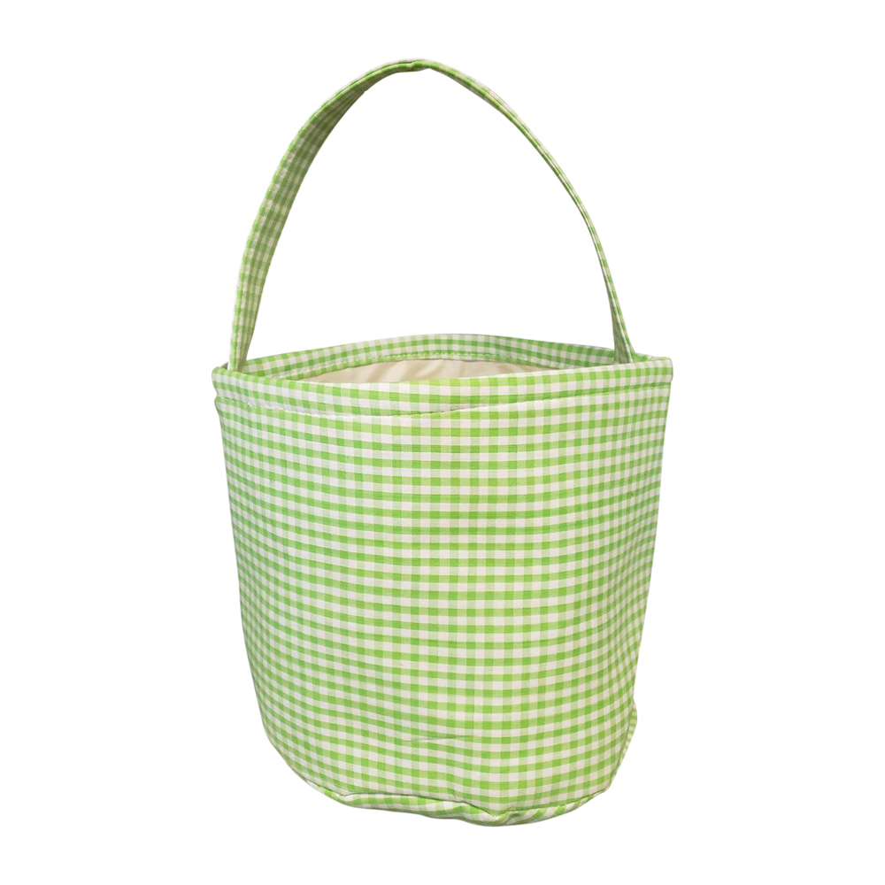 Bold Gingham Easter Bucket Tote - GREEN
