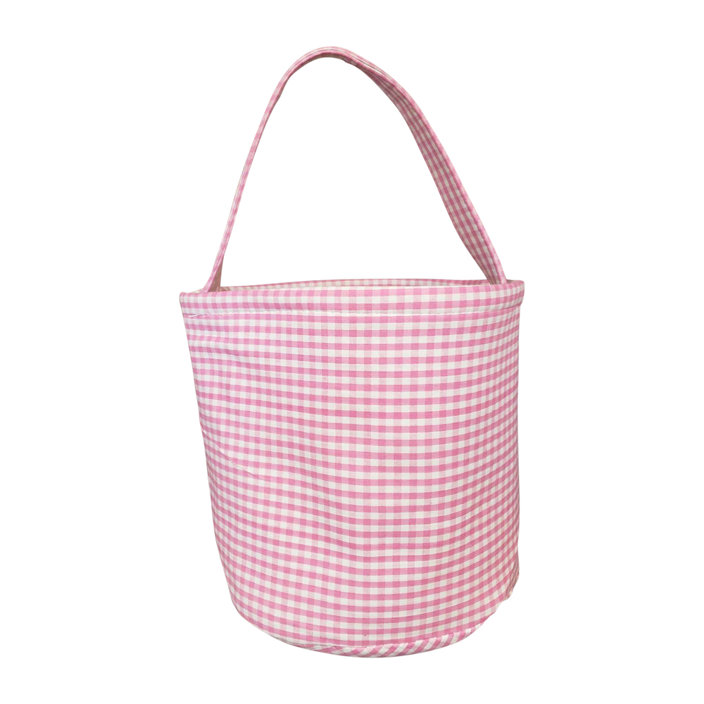 Bold Gingham Easter Bucket Tote - PINK
