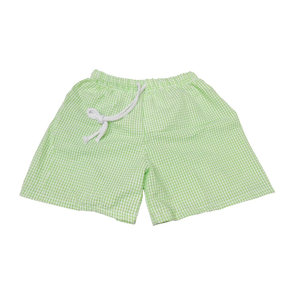 The Coral Palms® Blank Boys Gingham Swimming Trunks - LIME - CLOSEOUT