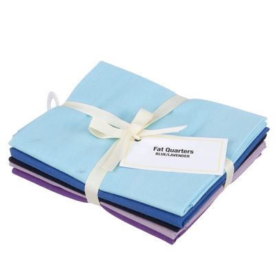 100% Cotton Quilt Fabric Blue/Lavender Assortment - 5 Fat Quarter Bundle