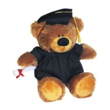 12" Bobby Grad Bear With Cap, Gown & Diploma
