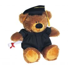 12" Bobby Grad Bear With Cap, Gown & Diploma