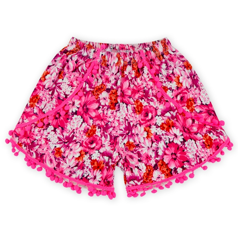 Pom-Pom Shorts - PINK FLORAL - CLOSEOUT