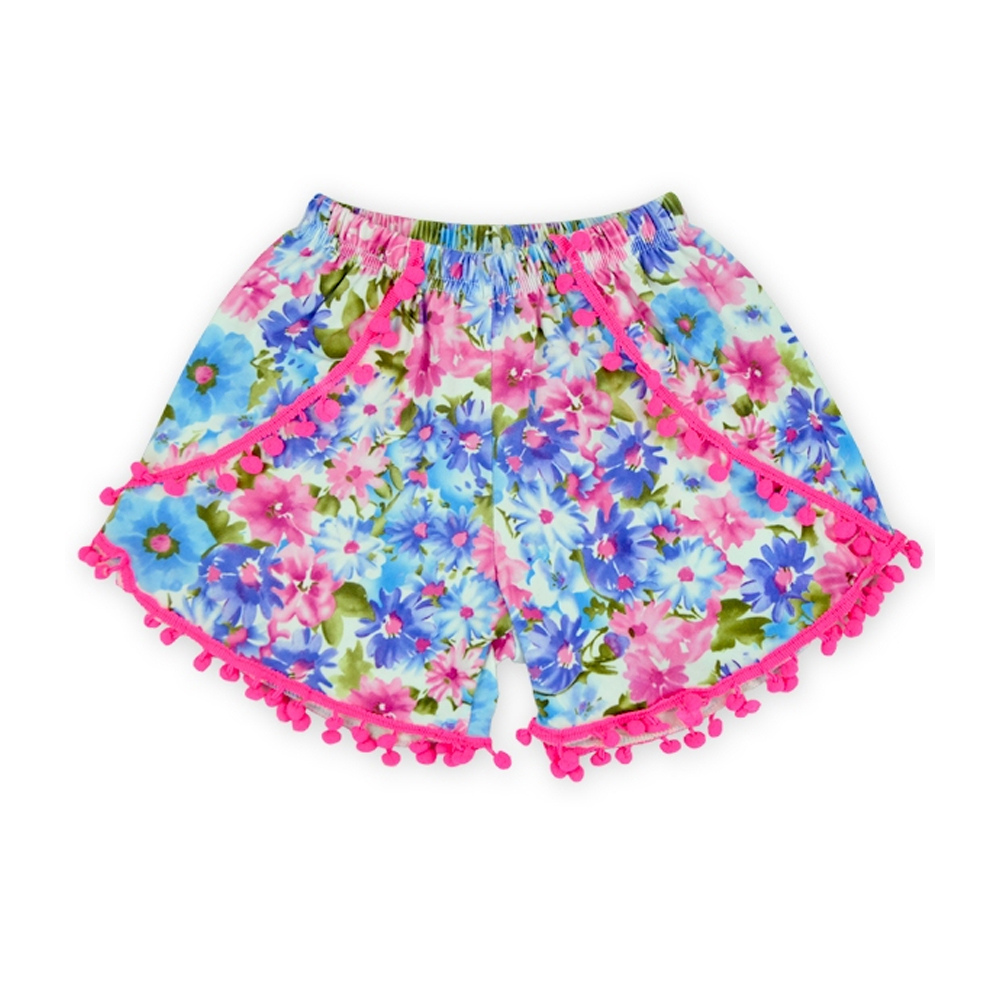 Pom-Pom Shorts - WATERCOLOR FLORAL - CLOSEOUT