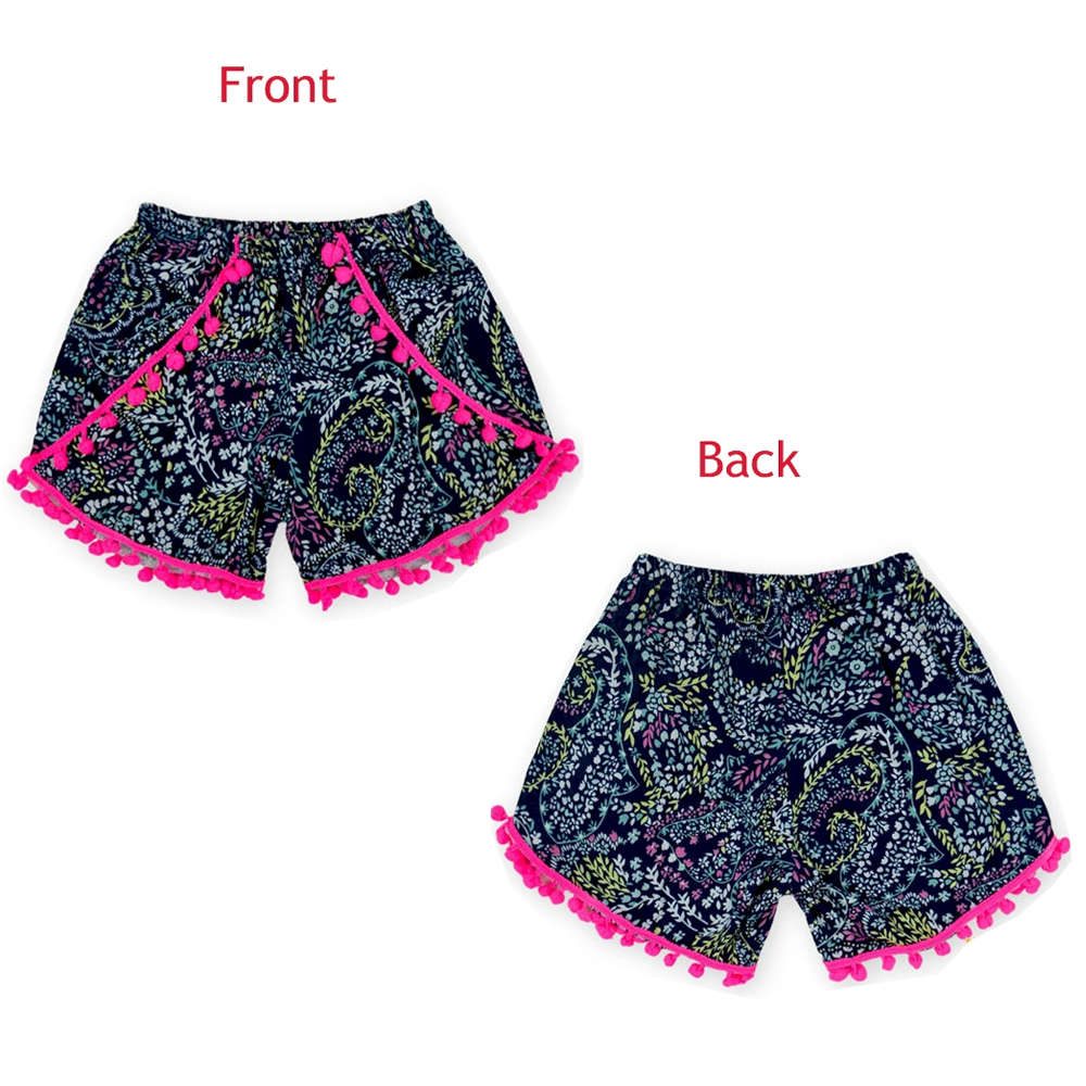 Pom-Pom Shorts - FLORAL VINES - CLOSEOUT