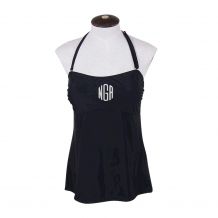 Tankini Swimsuit Top - Perfect Monogram Embroidery Blanks - BLACK - CLOSEOUT