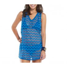 Mud Pie Chevron Mesh Cover-Up in Cerulean Blue - CLOSEOUT