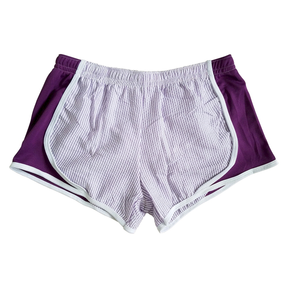 The Coral Palms® Seersucker Fashion Stripe Running Short  - PURPLE - CLOSEOUT