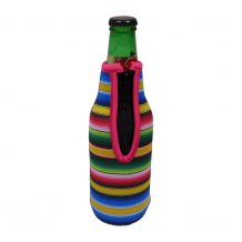 The Coral Palms® 12oz Long Neck Zipper Neoprene Bottle Coolie - Serape Fiesta Collection - CLOSEOUT