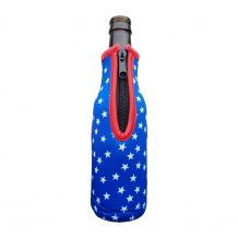 The Coral Palms® 12oz Long Neck Zipper Neoprene Bottle Coolie - STARS - CLOSEOUT