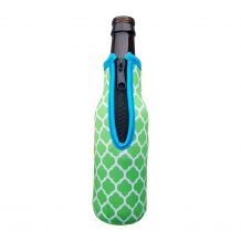 The Coral Palms® 12oz Long Neck Zipper Neoprene Bottle Coolie - QUATREFOIL - CLOSEOUT