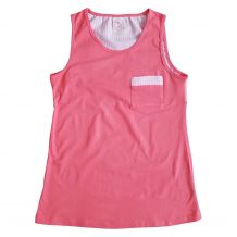 Gingham Pocket Tank Top Embroidery Blanks - CORAL - CLOSEOUT
