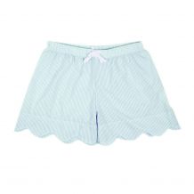 The Coral Palms® Ladies Scalloped Seersucker Lounge Shorts Embroidery Blanks - AQUA - CLOSEOUT