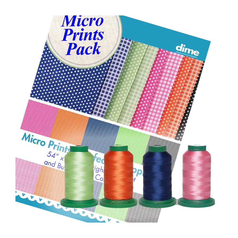 Micro Prints Fabric Pack + Exquisite 4-Spool Thread Assortment BUNDLE - DIME Designs in Machine Embroidery