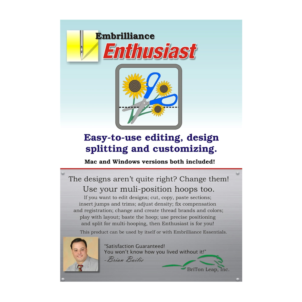 Embrilliance Enthusiast Embroidery Software DOWNLOADABLE