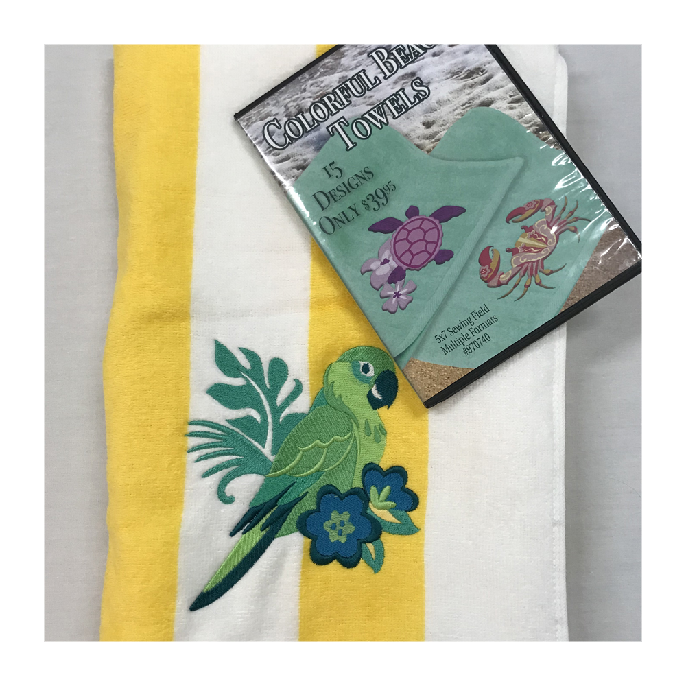 Colorful Beach Towels - 15 Embroidery Designs by Dakota Collectibles CD-ROM + INSTANT DOWNLOAD 970740