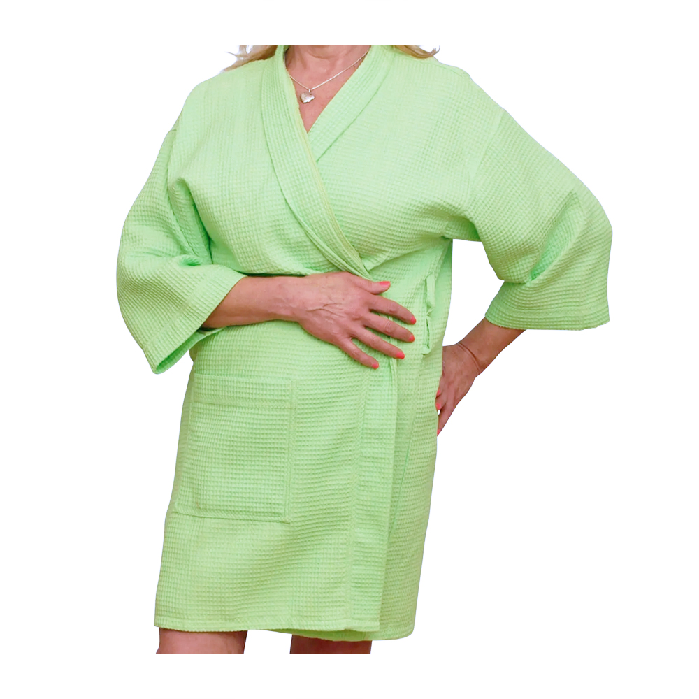Cotton Waffle 36" Knee-Length Robe Embroidery Blanks - LIME - CLOSEOUT