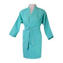Child's Cotton Waffle Robe Large 10/12 - CARIBBEAN GREEN - CLOSEOUT