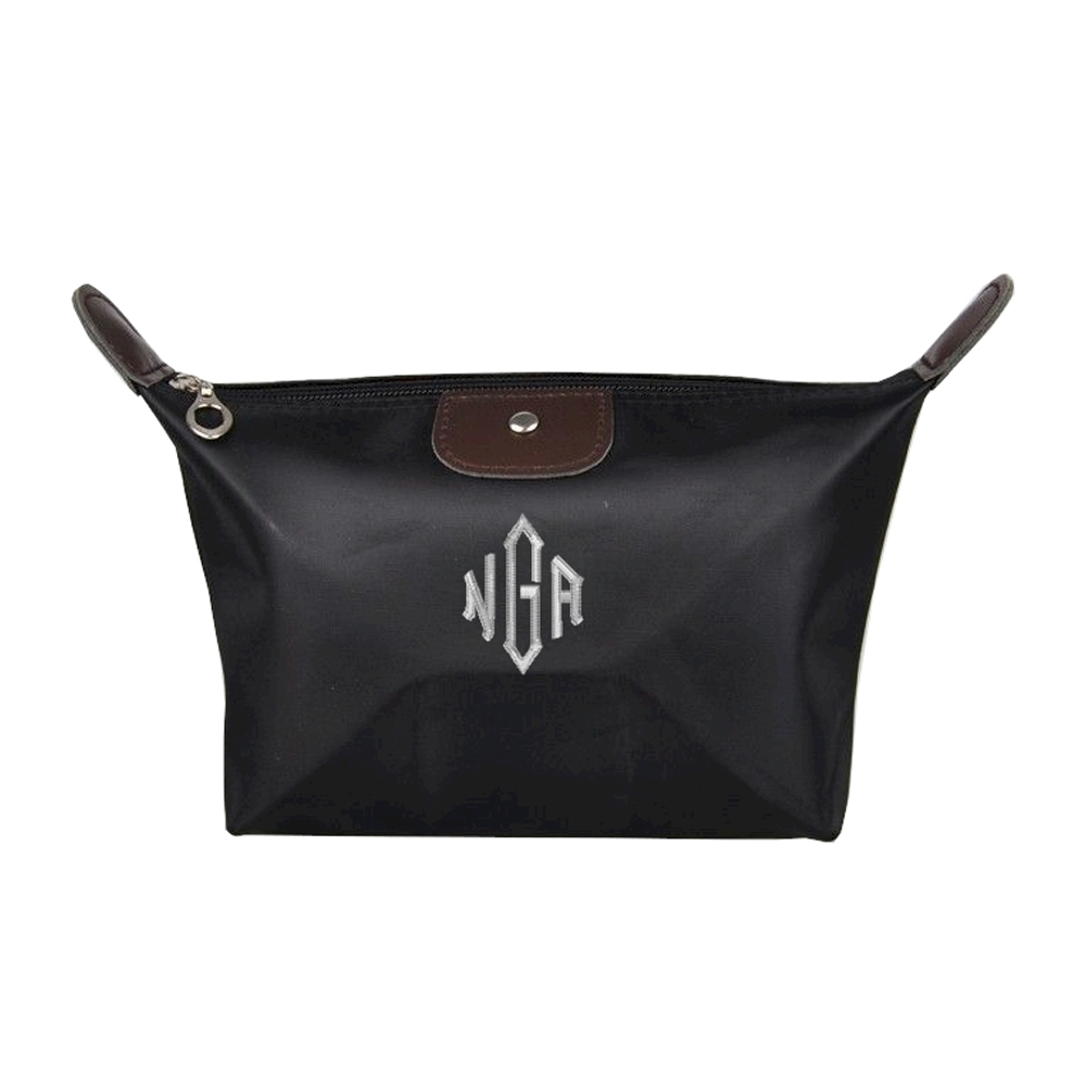 Microfiber Cosmetic Bag Embroidery Blanks - BLACK - CLOSEOUT