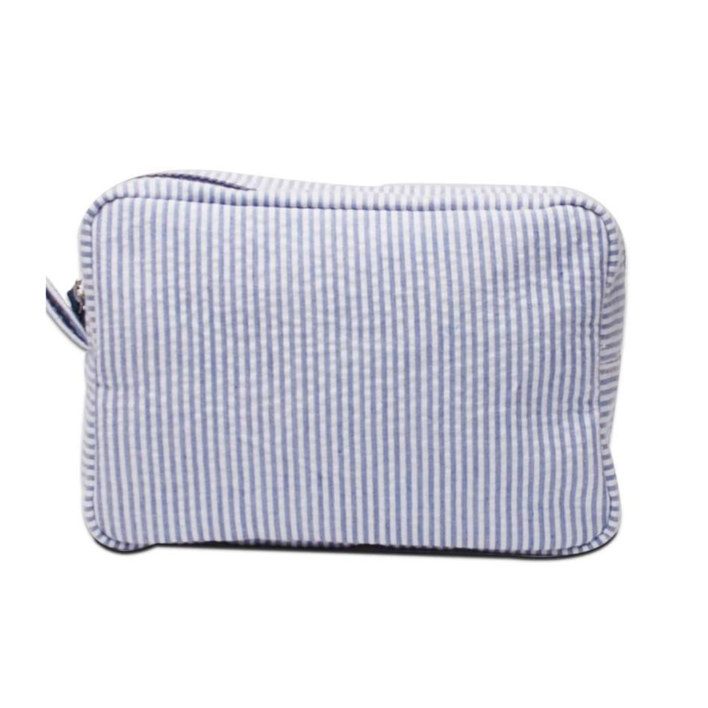 The Coral Palms® Simply Seersucker Cosmetic Bag - BLUE