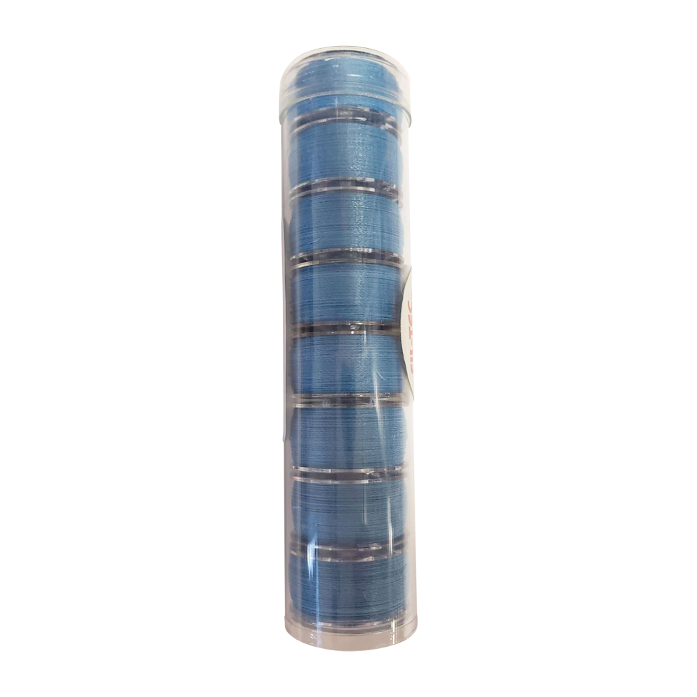 Fil-Tec Clear-Glide Polyester 15-Class Pre-Wound Bobbins Tube of 8 - Hawaiian Blue