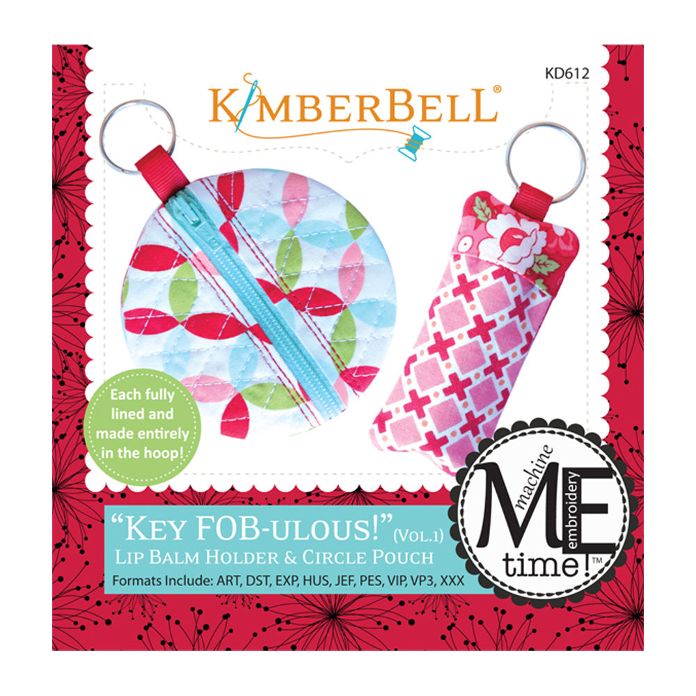 1 Lip Balm Holder and Circle Pouch Embroidery CD KD612 by Kimberbell Kimberbell Key FOBulous Vol 