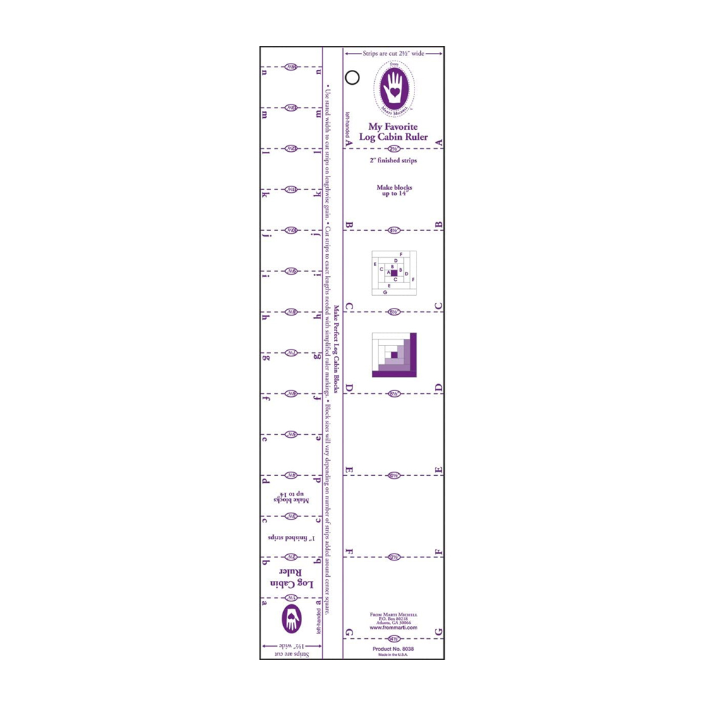 Log Cabin Ruler - 1" and 2" by Marti Michell My Favorite Log Cabin Ruler