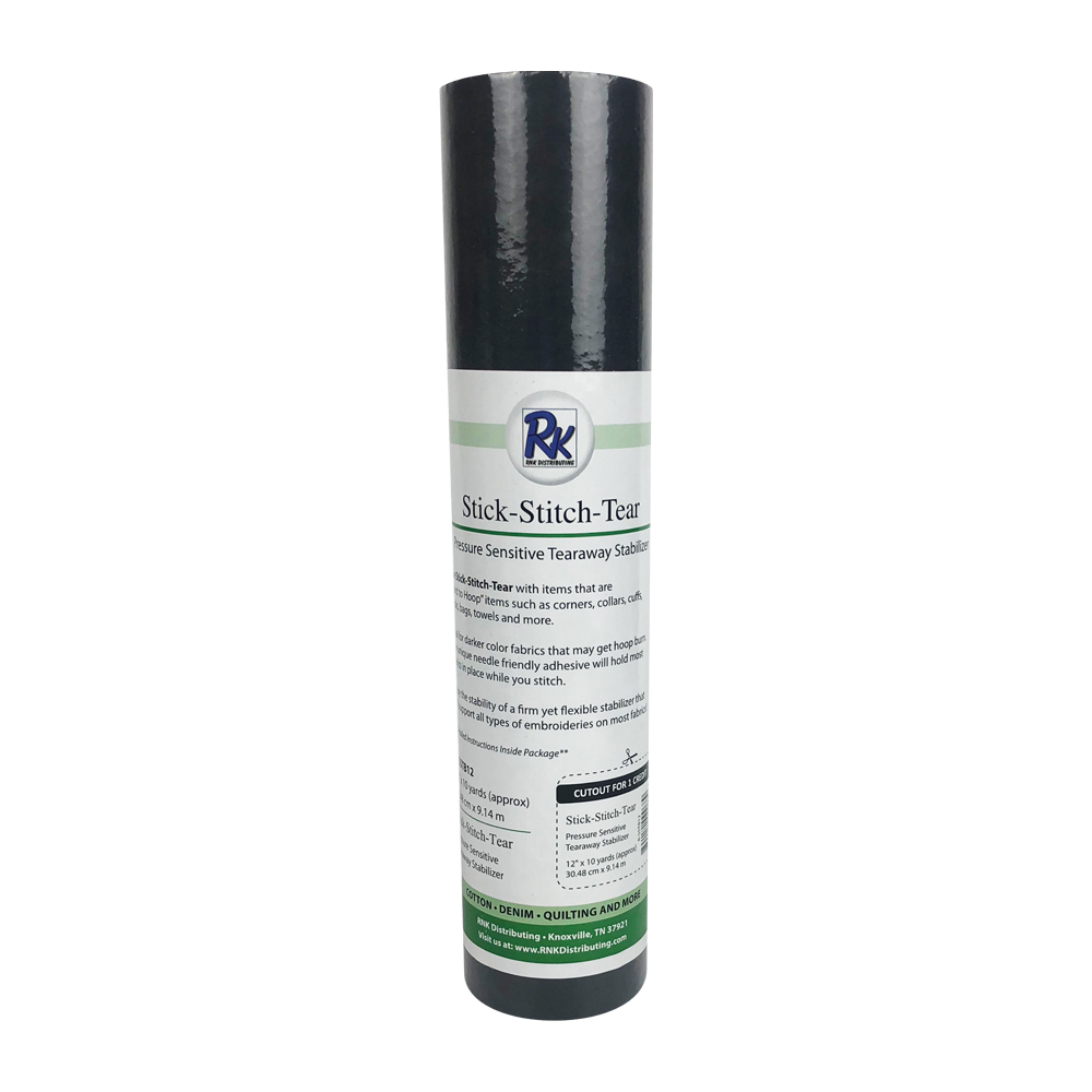 RNK Stick-Stitch-Tear Pressure Sensitive Tearaway Embroidery Stabilizer - 12" x 10yd Roll